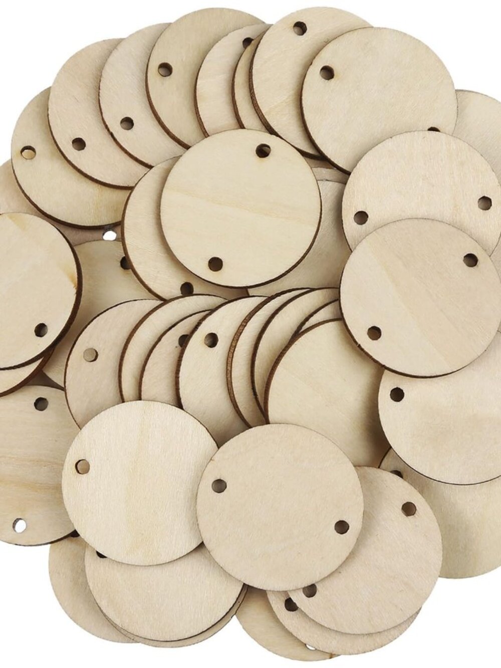1.5 Inch Wooden Birthday Tags 2 Holes for Board DIY, 100 Pieces